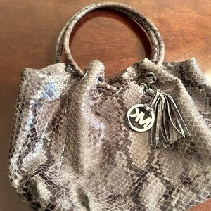 Michael Kors Grey Leather Snakeskin Ring Tote